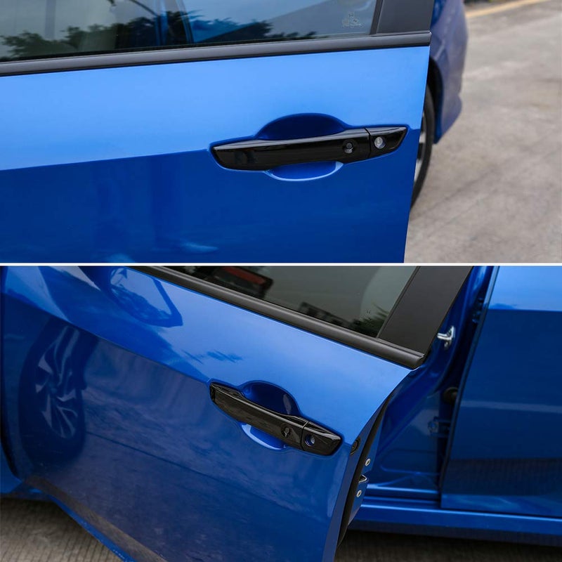 Thenice for 10th Gen Civic Accessories Door Handle Cover Exterior Decoration Compatible with Honda Civic 2021 2020 2019 2018 2017 2016 with Smart Auto Lock Holes -Black - Image 5